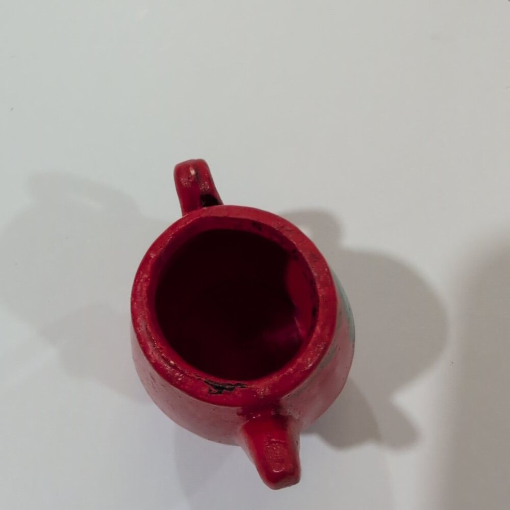 Vintage Our Own Import Red Tiny Chalkware Tea Pots | Knick Knacks | Doll Sized - Picture 6 of 8